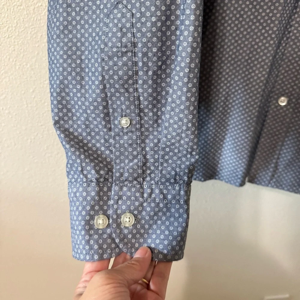 Banana Republic Luxe Poplin Standard Untuck Long Sleeve Button Shirt Blue NWT-XL
